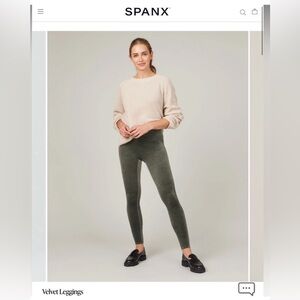 Brand New with Tags, Green Velvet Spanx Leggings, size medium